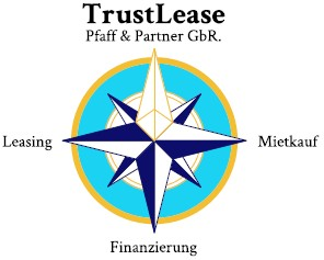 TrustLease Pfaff & Partner, Logo mit Kompass: Leasing, Mietkauf, Finanzierung